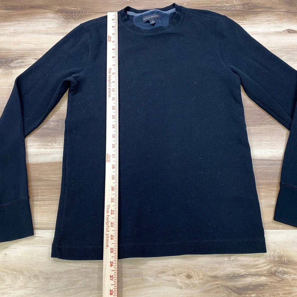 Banana Republic Thermal Shirt Mens Small Minimalist Waffle Knit Cotton black